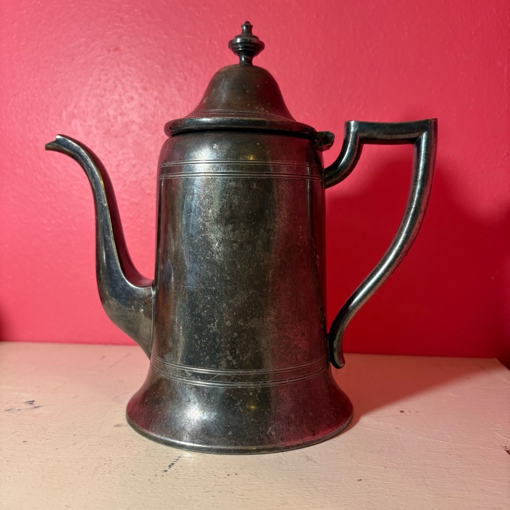 Vintage * Sheffield Sterling Silver Plated Classic Black Metal Teapot Retro 2888